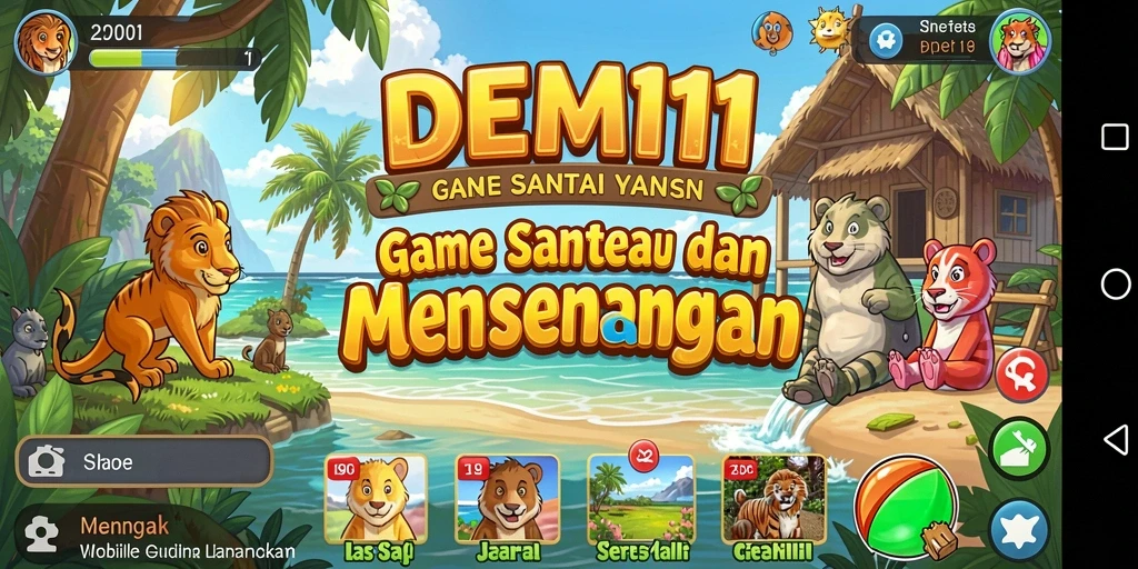 Tampilan gameplay DEMI11 yang penuh warna dan menghibur.