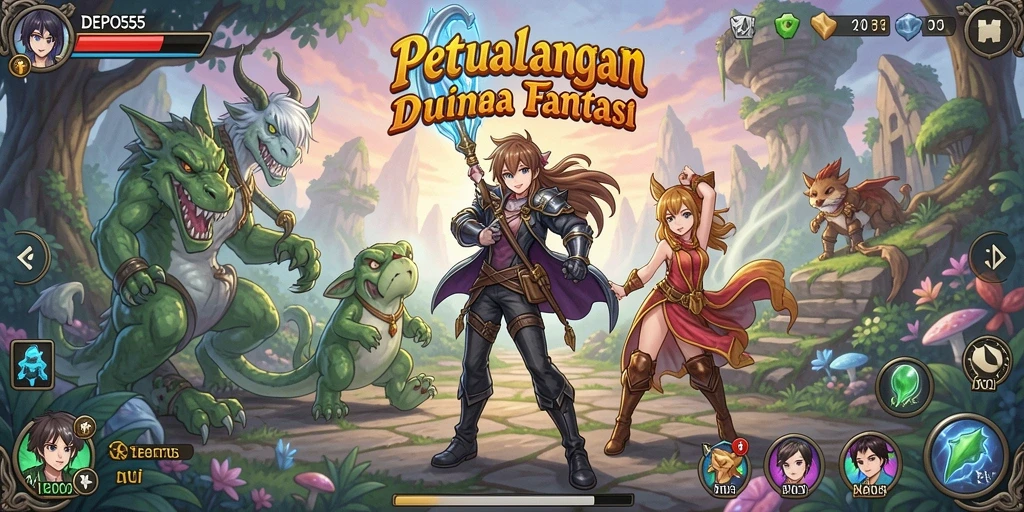 Screenshot DEPO555 yang menunjukkan pertarungan karakter anime yang menegangkan.
