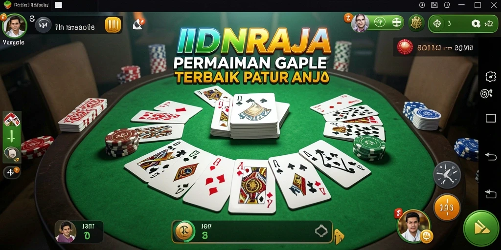 Tangkapan layar utama IDNRAJA menunjukkan pengalaman bermain Gaple yang mendebarkan.