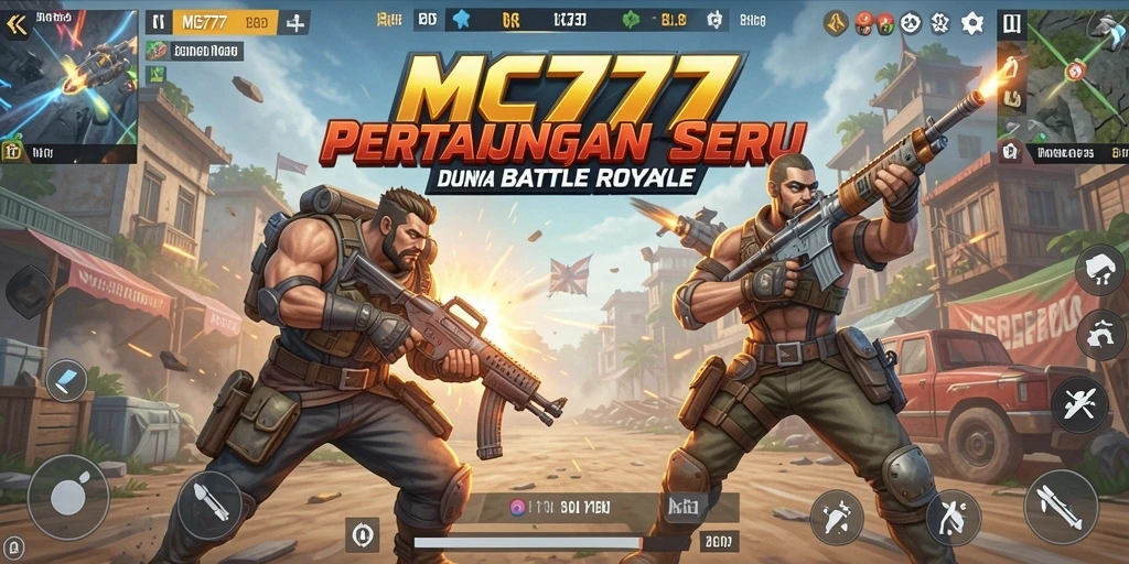 Tampilan aksi seru dalam permainan Battle Royale MC777.