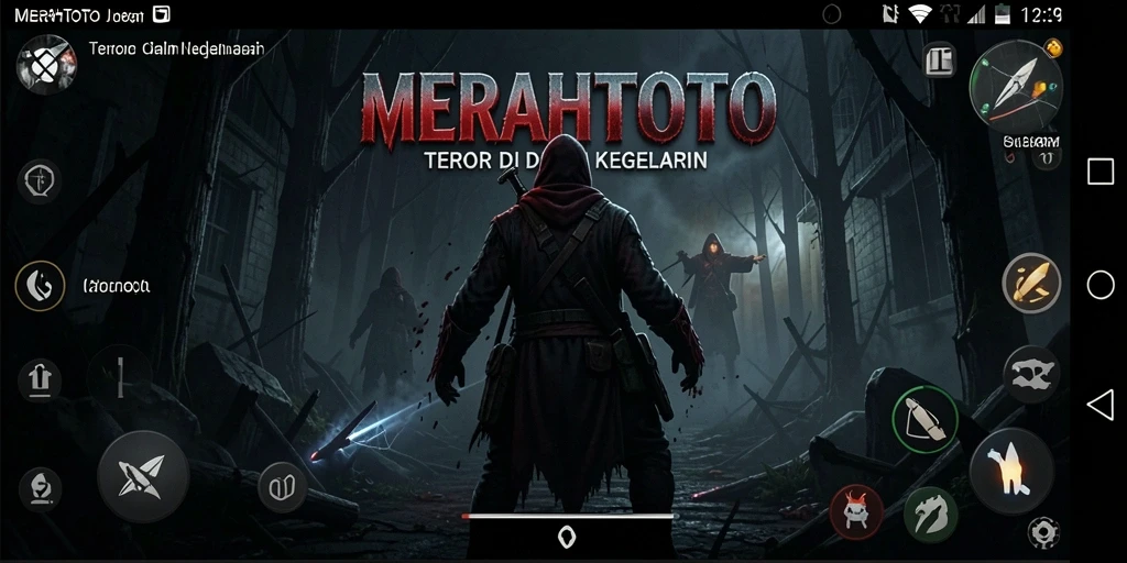 Tangkapan layar utama dari MERAHTOTO menampilkan suasana gameplay yang mendebarkan dan mencekam.