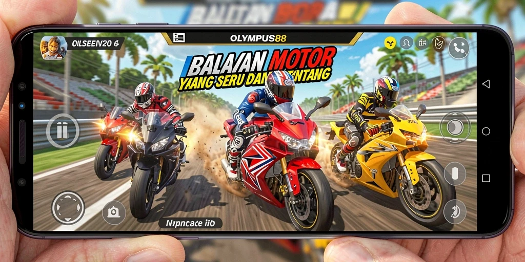Tampilan screenshot OLYMPUS88 saat balapan motor yang menegangkan.