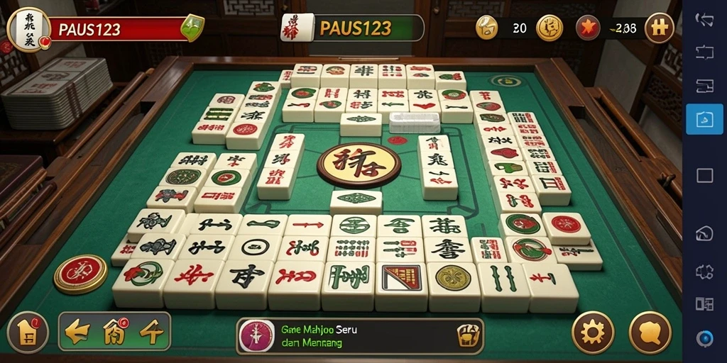 Tampilan gameplay seru PAUS123 dengan desain Mahjong yang menarik.