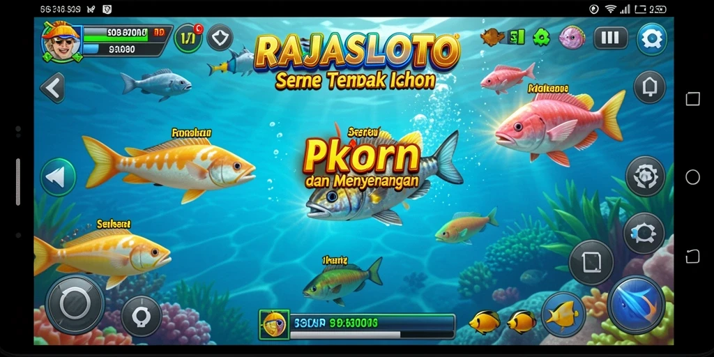 Tampilan gameplay seru di RAJASLOTO yang menunjukkan aksi Tembak Ikan.